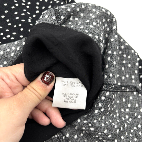 ModCloth Black White Polka Dot Elastic Waist A-Line Button Front Skirt M 14x16.5 - Picture 4 of 11